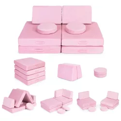   Gyerek moduláris fotel, ECOTOYS TMSRT-14, rózsaszín, 8 modul, levehető és mosható huzat, habszivacs, átalakítható kanapévá, puffá, matraccá, teherbírás: 120 kg, 2 gyermeknek