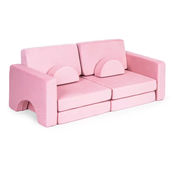 Gyerek moduláris fotel, ECOTOYS TMSRT-15, rózsaszín, 10 modul, levehető és mosható huzat, habszivacs, átalakítható kanapévá, puffá, matraccá, teherbírás: 120 kg, 2 gyermeknek