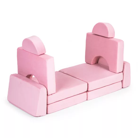 Gyerek moduláris fotel, ECOTOYS TMSRT-15, rózsaszín, 10 modul, levehető és mosható huzat, habszivacs, átalakítható kanapévá, puffá, matraccá, teherbírás: 120 kg, 2 gyermeknek
