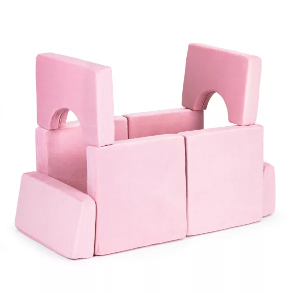 Gyerek moduláris fotel, ECOTOYS TMSRT-15, rózsaszín, 10 modul, levehető és mosható huzat, habszivacs, átalakítható kanapévá, puffá, matraccá, teherbírás: 120 kg, 2 gyermeknek