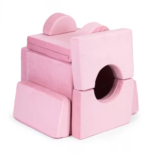 Gyerek moduláris fotel, ECOTOYS TMSRT-15, rózsaszín, 10 modul, levehető és mosható huzat, habszivacs, átalakítható kanapévá, puffá, matraccá, teherbírás: 120 kg, 2 gyermeknek