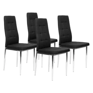 Étkezőszék, KW01, 4 db, fekete, 92 x 40 x 40 cm, steppelt kárpit, krómozott acél lábak, műbőr huzat, magas háttámla, teherbírás: 120 kg