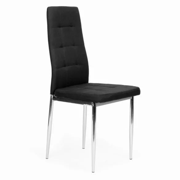 Étkezőszék, KW01, 4 db, fekete, 92 x 40 x 40 cm, steppelt kárpit, krómozott acél lábak, műbőr huzat, magas háttámla, teherbírás: 120 kg