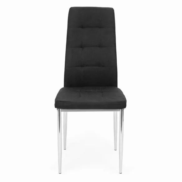 Étkezőszék, KW01, 4 db, fekete, 92 x 40 x 40 cm, steppelt kárpit, krómozott acél lábak, műbőr huzat, magas háttámla, teherbírás: 120 kg