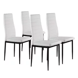  Étkezőszék, KE01, 4 db, fehér, 92 x 40 x 40 cm, ökobőr kárpit, porszórt acél lábak, magas háttámla, teherbírás: 120 kg