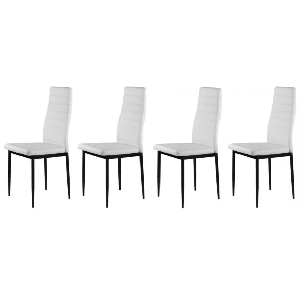 Étkezőszék, KE01, 4 db, fehér, 92 x 40 x 40 cm, ökobőr kárpit, porszórt acél lábak, magas háttámla, teherbírás: 120 kg