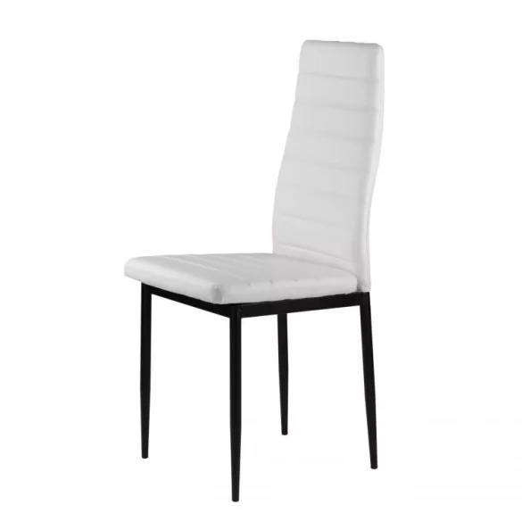 Étkezőszék, KE01, 4 db, fehér, 92 x 40 x 40 cm, ökobőr kárpit, porszórt acél lábak, magas háttámla, teherbírás: 120 kg
