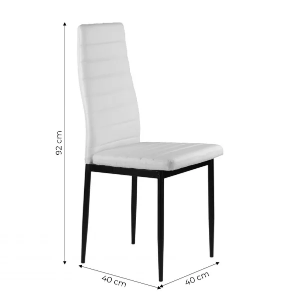 Étkezőszék, KE01, 4 db, fehér, 92 x 40 x 40 cm, ökobőr kárpit, porszórt acél lábak, magas háttámla, teherbírás: 120 kg