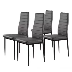   Étkezőszék, KE01, 4 db, szürke, 92 x 40 x 40 cm, műbőr kárpit, porszórt acél lábak, teherbírás: 120 kg