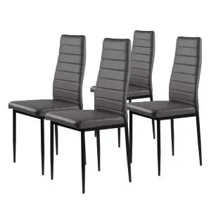 Étkezőszék, KE01, 4 db, szürke, 92 x 40 x 40 cm, műbőr kárpit, porszórt acél lábak, teherbírás: 120 kg