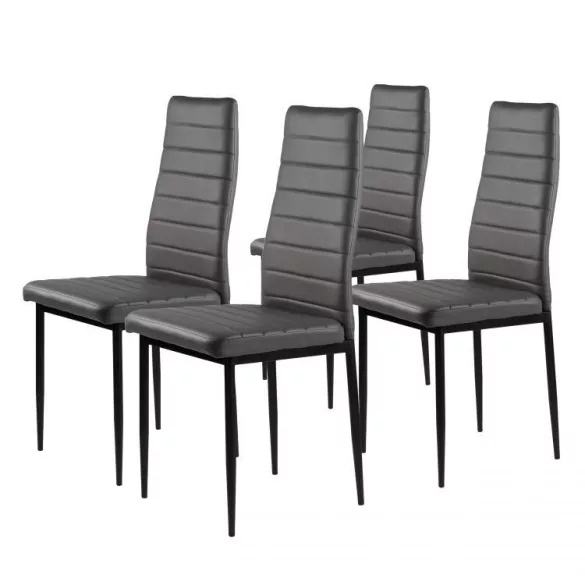 Étkezőszék, KE01, 4 db, szürke, 92 x 40 x 40 cm, műbőr kárpit, porszórt acél lábak, teherbírás: 120 kg