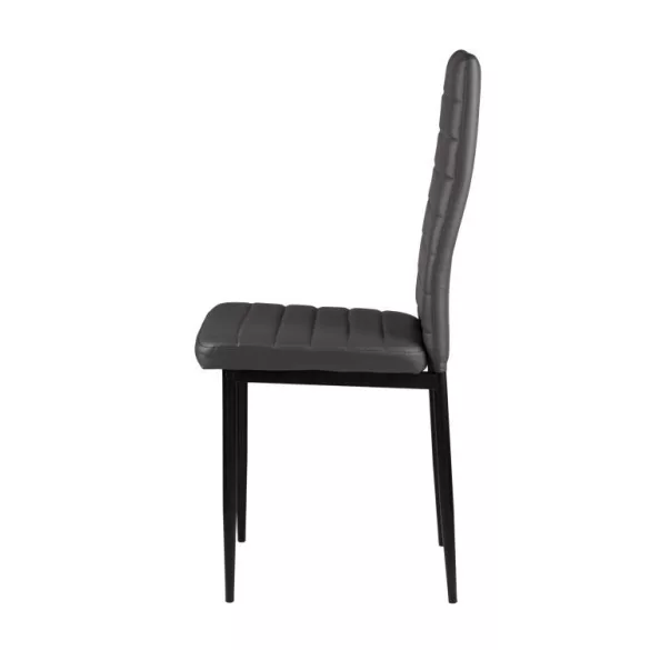 Étkezőszék, KE01, 4 db, szürke, 92 x 40 x 40 cm, műbőr kárpit, porszórt acél lábak, teherbírás: 120 kg