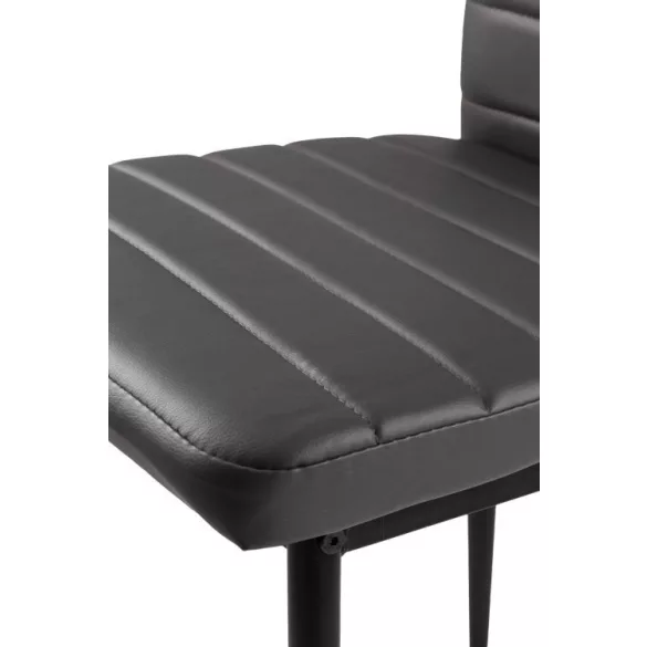 Étkezőszék, KE01, 4 db, szürke, 92 x 40 x 40 cm, műbőr kárpit, porszórt acél lábak, teherbírás: 120 kg