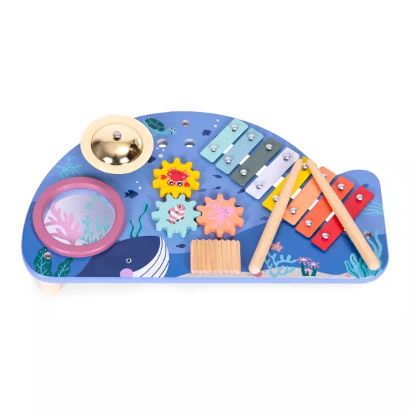 Zenélő játékasztal, ECOTOYS TL204013, 41 x 7 x 23,5 cm, 4 db beépített hangszer, 2 db ütő, 3 éves kortól ajánlott