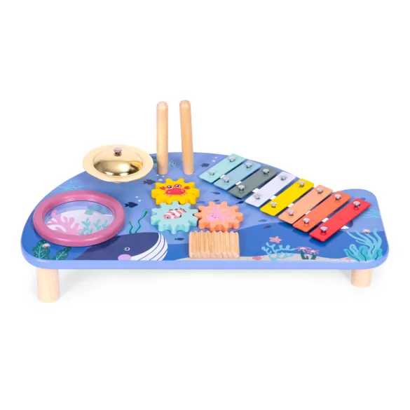 Zenélő játékasztal, ECOTOYS TL204013, 41 x 7 x 23,5 cm, 4 db beépített hangszer, 2 db ütő, 3 éves kortól ajánlott