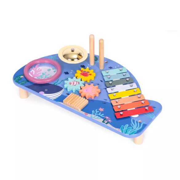 Zenélő játékasztal, ECOTOYS TL204013, 41 x 7 x 23,5 cm, 4 db beépített hangszer, 2 db ütő, 3 éves kortól ajánlott