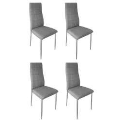   Étkezőszék, KW01, 4 db, szürke, 92 x 40 x 40 cm, steppelt kárpit, porszórt acél lábak, magas háttámla, teherbírás: 120 kg