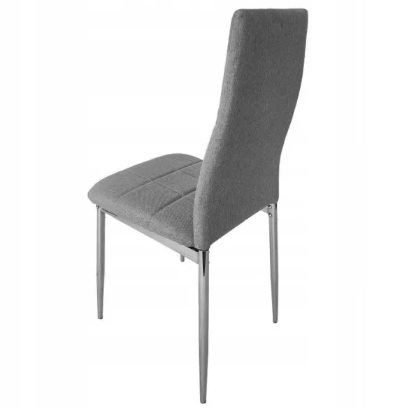Étkezőszék, KW01, 4 db, szürke, 92 x 40 x 40 cm, steppelt kárpit, porszórt acél lábak, magas háttámla, teherbírás: 120 kg