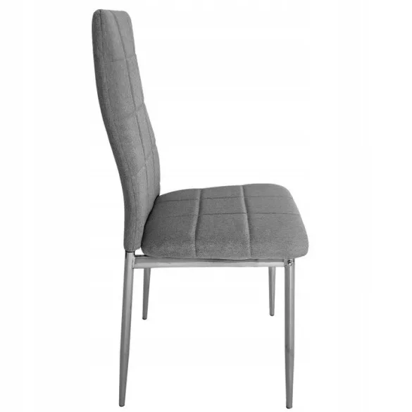 Étkezőszék, KW01, 4 db, szürke, 92 x 40 x 40 cm, steppelt kárpit, porszórt acél lábak, magas háttámla, teherbírás: 120 kg