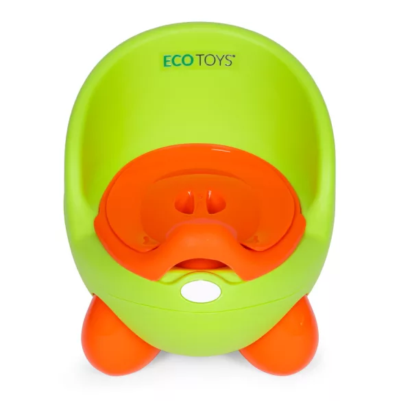 Gyerek bili, ECOTOYS PP112, zöld, kivehető betéttel, csúszásgátló lábakkal, fedéllel, ergonomikus háttámlával, tartós műanyag
