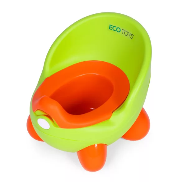 Gyerek bili, ECOTOYS PP112, zöld, kivehető betéttel, csúszásgátló lábakkal, fedéllel, ergonomikus háttámlával, tartós műanyag