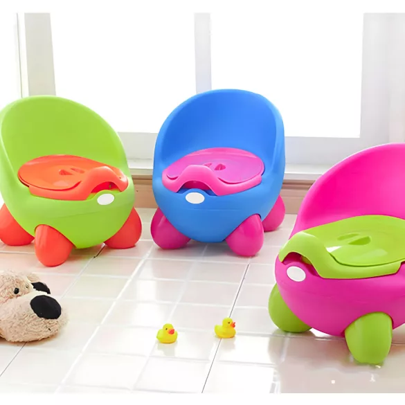 Gyerek bili, ECOTOYS PP112, zöld, kivehető betéttel, csúszásgátló lábakkal, fedéllel, ergonomikus háttámlával, tartós műanyag