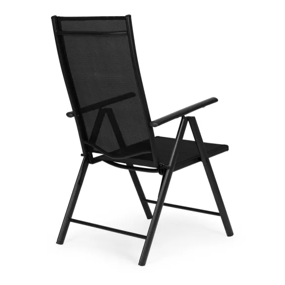 Kerti szék, MultiGarden WR1652-4, fekete, 70 x 57 x 106 cm, állítható háttámla (7 fokozat), összecsukható, acél keret, textil, 100 kg teherbírás, 4 db-os szett