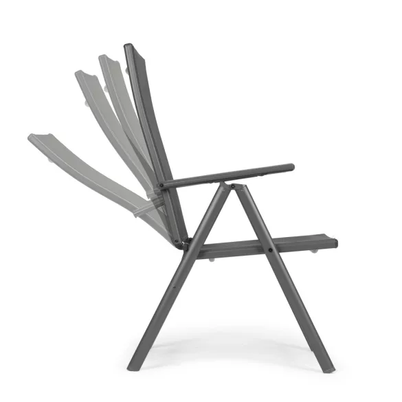 Kerti szék, MultiGarden WR1652-4, szürke, 70 x 57 x 106 cm, állítható háttámla (7 fokozat), összecsukható, acél keret, textil, 100 kg teherbírás, 4 db-os szett