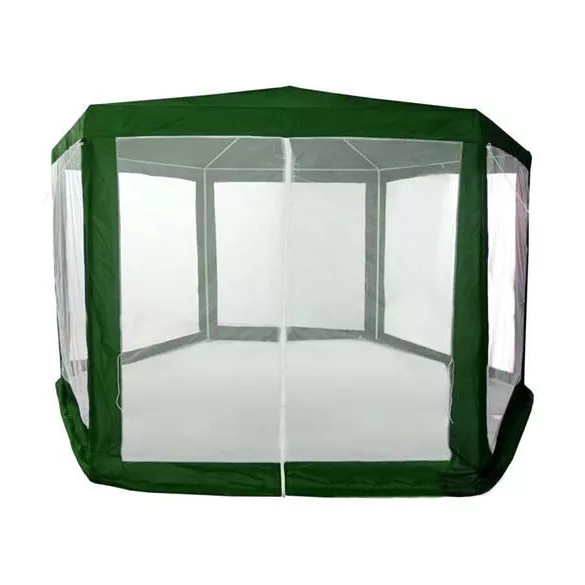 Kerti pavilon, MultiGarden PAW 2X2X2 NET, zöld, 2 x 2 m, 6 szúnyoghálós oldalfallal, fém vázzal, vízálló PE ponyva, 2 m magassággal, cipzáras bejárat