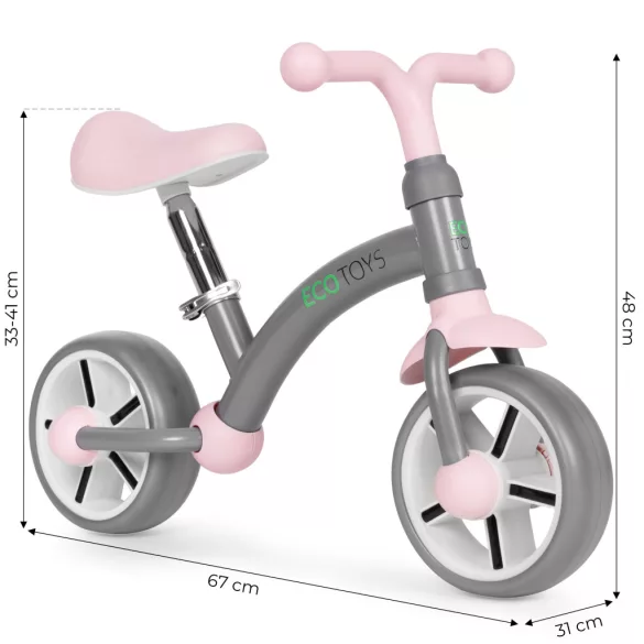 Balance bike for children, EVA wheels, adjustable seat, gray, ECOTOYS