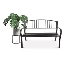   Kerti pad, Bauerkraft G-414, fekete, 125 x 53 x 82 cm, acél és öntöttvas, háttámlával, időjárásálló, teherbírás: 180 kg