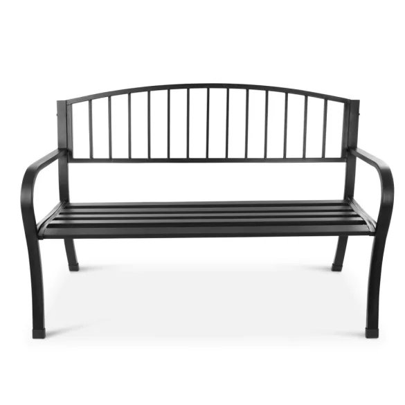 Kerti pad, Bauerkraft G-414, fekete, 125 x 53 x 82 cm, acél és öntöttvas, háttámlával, időjárásálló, teherbírás: 180 kg