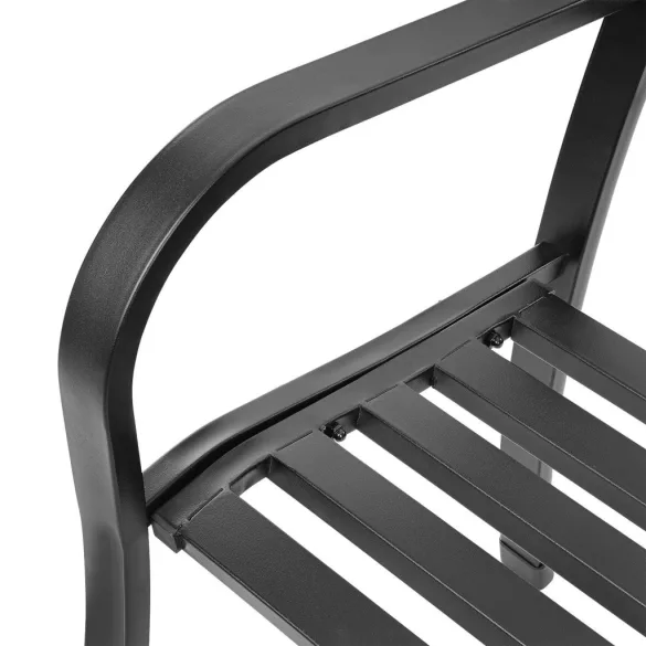 Kerti pad, Bauerkraft G-414, fekete, 125 x 53 x 82 cm, acél és öntöttvas, háttámlával, időjárásálló, teherbírás: 180 kg