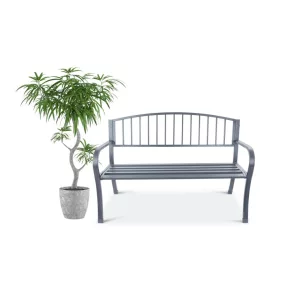 Kerti pad, Bauerkraft G-823, szürke, 125 x 53 x 82 cm, acél és öntöttvas, háttámlával, időjárásálló, teherbírás: 180 kg