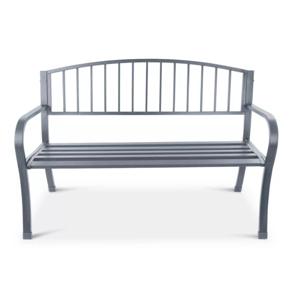 Kerti pad, Bauerkraft G-823, szürke, 125 x 53 x 82 cm, acél és öntöttvas, háttámlával, időjárásálló, teherbírás: 180 kg