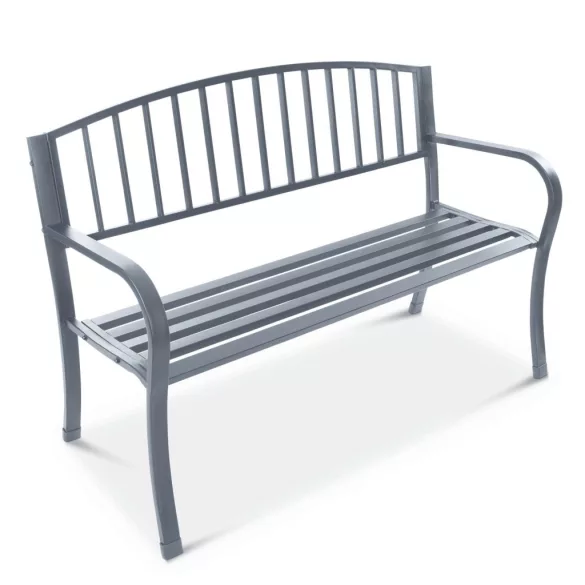 Kerti pad, Bauerkraft G-823, szürke, 125 x 53 x 82 cm, acél és öntöttvas, háttámlával, időjárásálló, teherbírás: 180 kg
