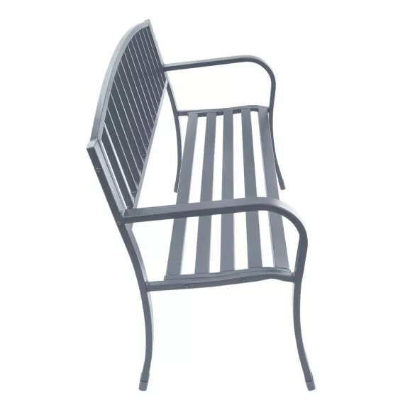 Kerti pad, Bauerkraft G-823, szürke, 125 x 53 x 82 cm, acél és öntöttvas, háttámlával, időjárásálló, teherbírás: 180 kg