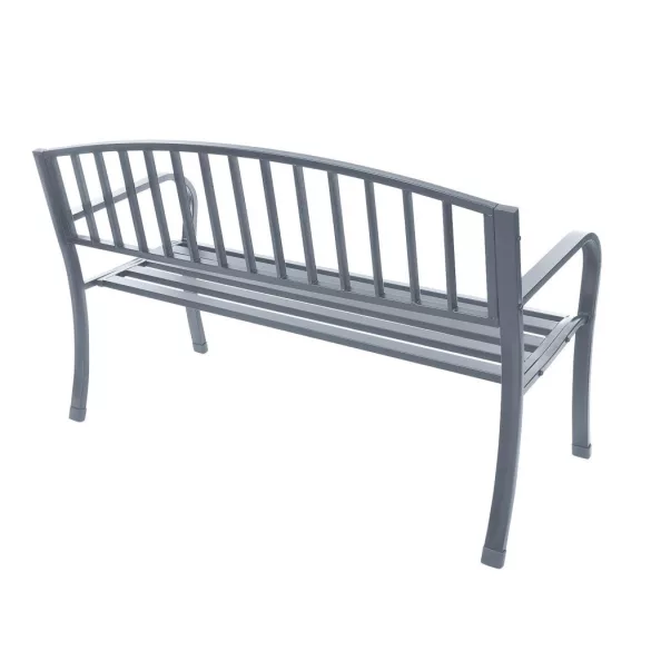 Kerti pad, Bauerkraft G-823, szürke, 125 x 53 x 82 cm, acél és öntöttvas, háttámlával, időjárásálló, teherbírás: 180 kg