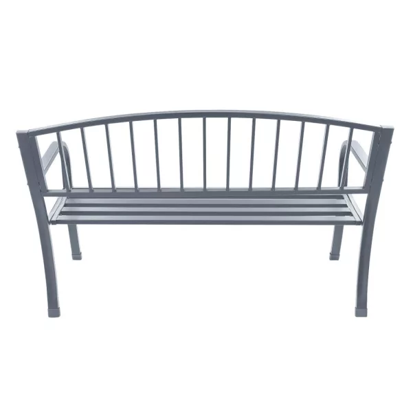 Kerti pad, Bauerkraft G-823, szürke, 125 x 53 x 82 cm, acél és öntöttvas, háttámlával, időjárásálló, teherbírás: 180 kg