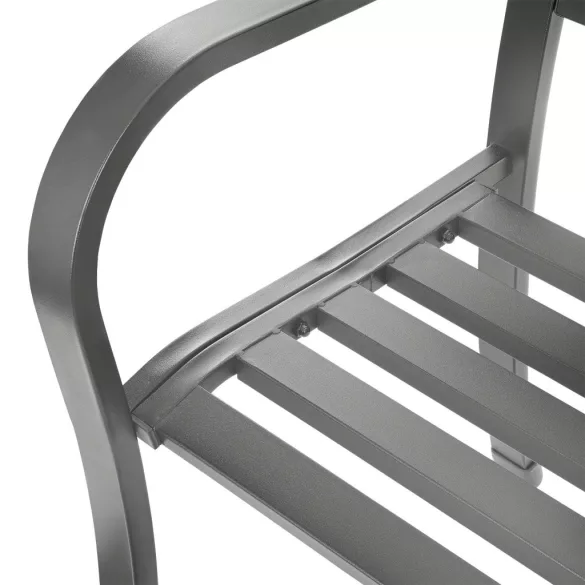 Kerti pad, Bauerkraft H-048, szürke, 125 x 53 x 77 cm, acél és öntöttvas, háttámlával, időjárásálló, teherbírás: 180 kg