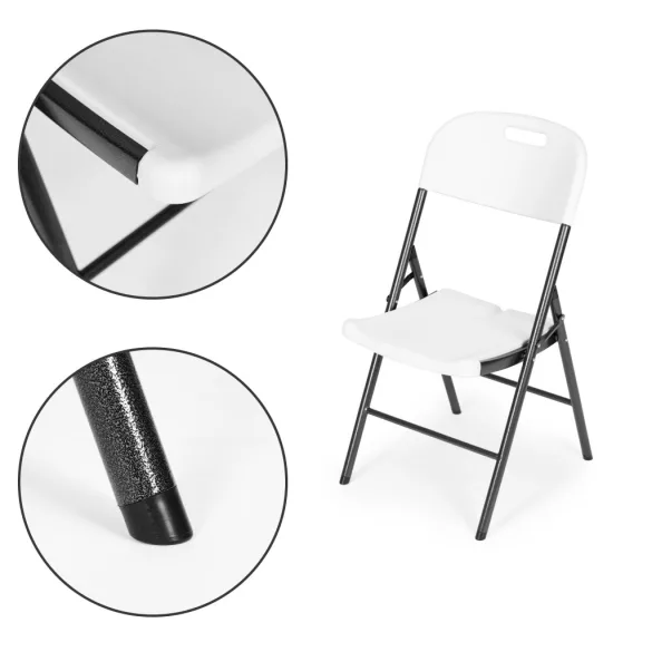Kerti szék, MultiGarden, YC-050-4-W, fehér, 45,5 × 54 × 87 cm, acél keret, HDPE ülő- és háttámla, 110 kg teherbírás, 4 db-os szett, összecsukható