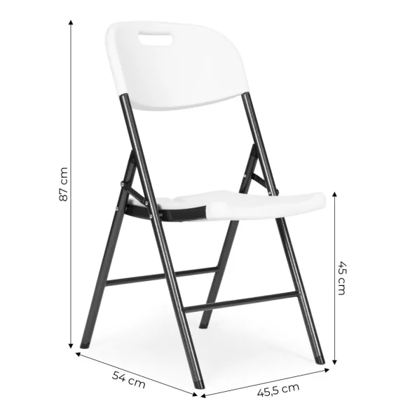 Kerti szék, MultiGarden, YC-050-4-W, fehér, 45,5 × 54 × 87 cm, acél keret, HDPE ülő- és háttámla, 110 kg teherbírás, 4 db-os szett, összecsukható