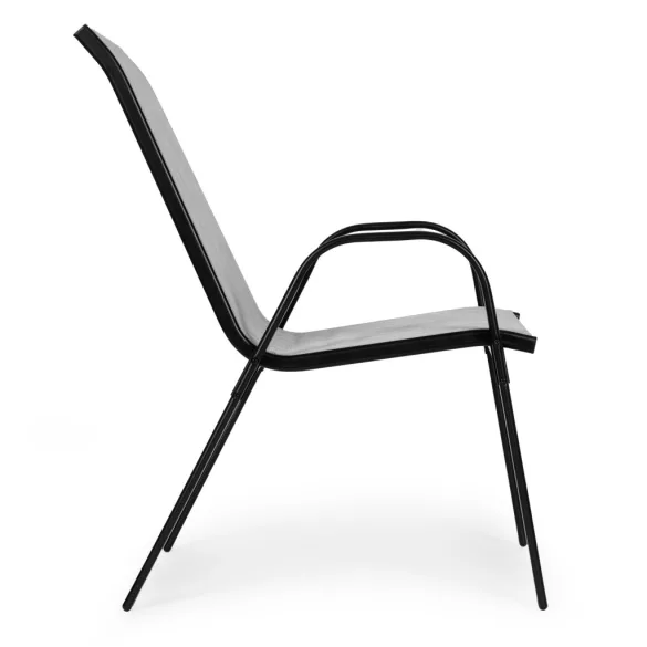 Kerti szék, MultiGarden SC-092KD-4, világosszürke, 72 x 55 x 90,5 cm, acél keret, textil, egymásra rakható, karfás, csúszásgátló lábak, 120 kg teherbírás, 4 db-os szett
