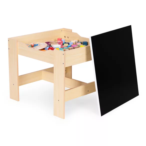 Gyerek asztal és szék szett, ECOTOYS ZKC-1C, 1 db asztal + 2 db szék, MDF, kétoldalas asztallap, fiókos székek