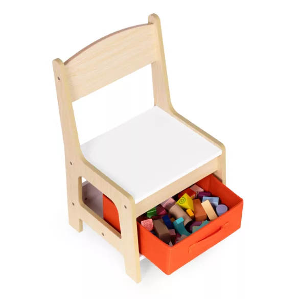 Gyerek asztal és szék szett, ECOTOYS ZKC-1C, 1 db asztal + 2 db szék, MDF, kétoldalas asztallap, fiókos székek