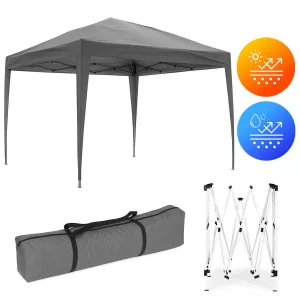 Kerti pavilon, MultiGarden PAW-3X3-A-GY, szürke, 3 x 3 m, fém vázzal, UV-álló és esőálló 210D PE ponyva, 2,5 m magassággal, hordtáskával