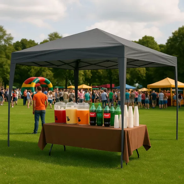 Kerti pavilon, MultiGarden PAW-3X3-A-GY, szürke, 3 x 3 m, fém vázzal, UV-álló és esőálló 210D PE ponyva, 2,5 m magassággal, hordtáskával