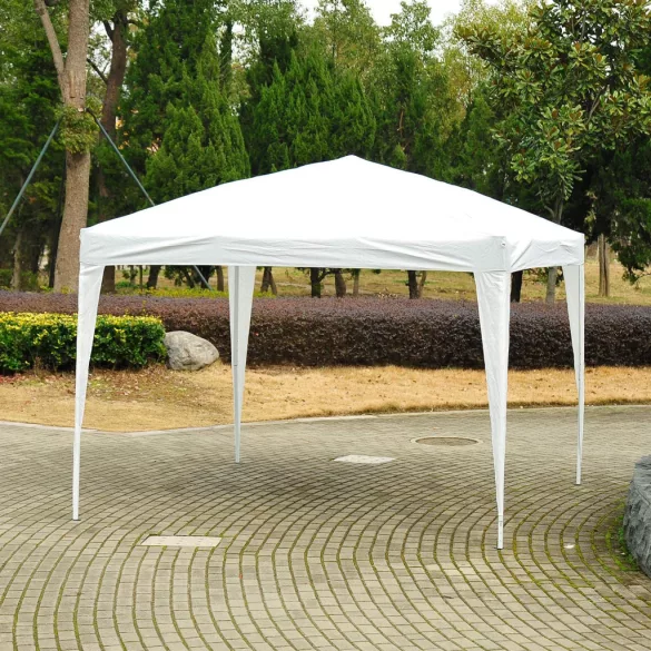 Kerti pavilon, MultiGarden PAW-3X3-A-W, fehér, 3 x 3 m, fém vázzal, UV-álló és esőálló 210D PE ponyva, 2,5 m magassággal, hordtáskával