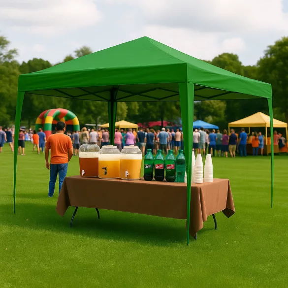 Kerti pavilon, MultiGarden PAW-3X3-A-GR, zöld, 3 x 3 m, fém vázzal, UV-álló és esőálló 210D PE ponyva, 2,5 m magassággal, hordtáskával