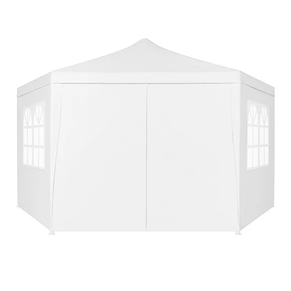 Kerti pavilon, MultiGarden PAW-2X2X2-W-W, fehér, 2 x 2 m, 6 oldalfallal (1 cipzáras, 5 ablakos), fém vázzal, vízálló PE ponyva, 2 m magassággal